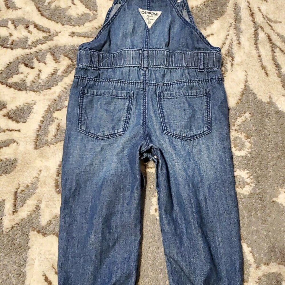 OshKosh B'gosh Vestback Chambray Denim Overalls 18 months Blue Snap Pants V3 - Picture 5 of 8